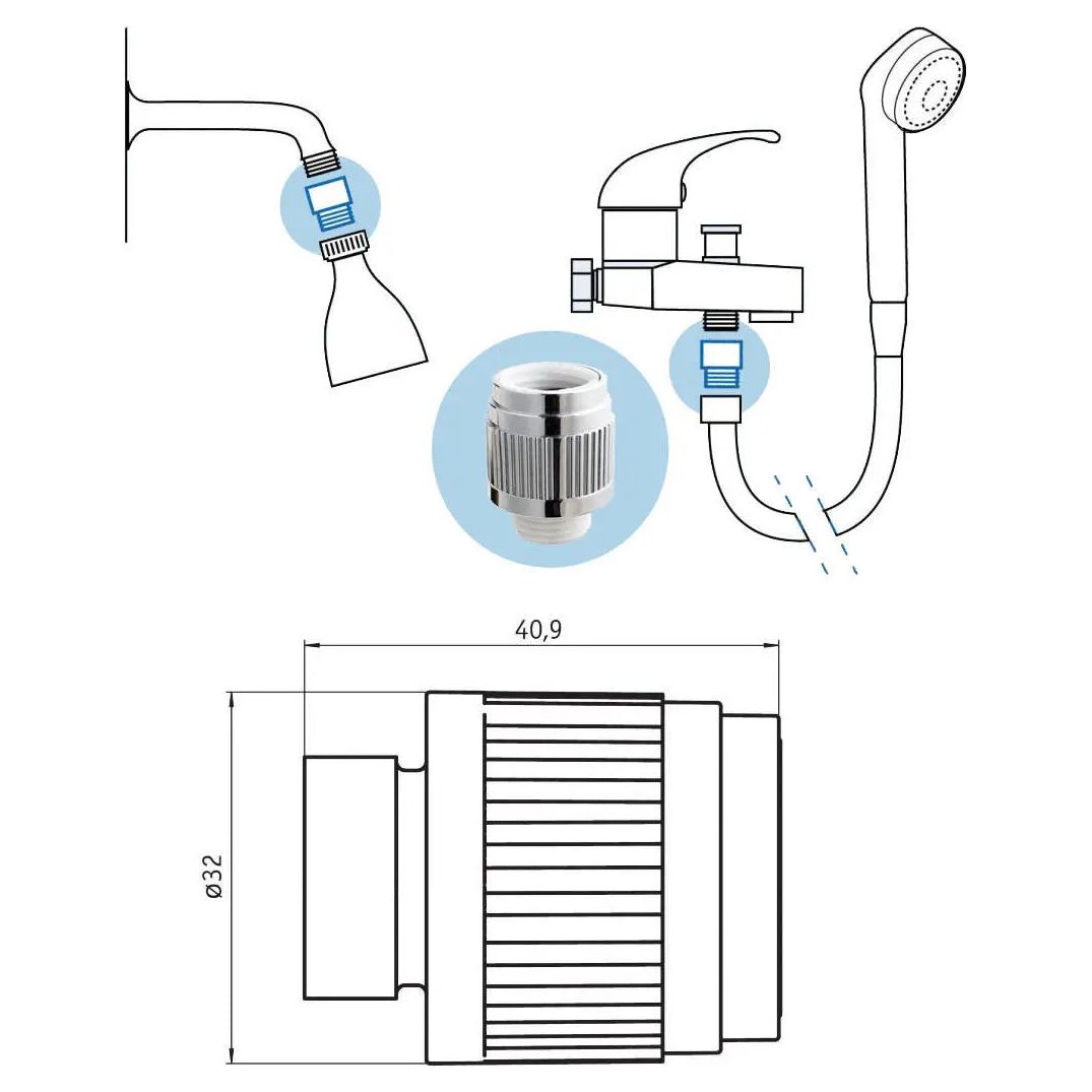 1/2 Inch Adjustable Shower Flow Restrictor Water Reduction Shower Flow Restrictors