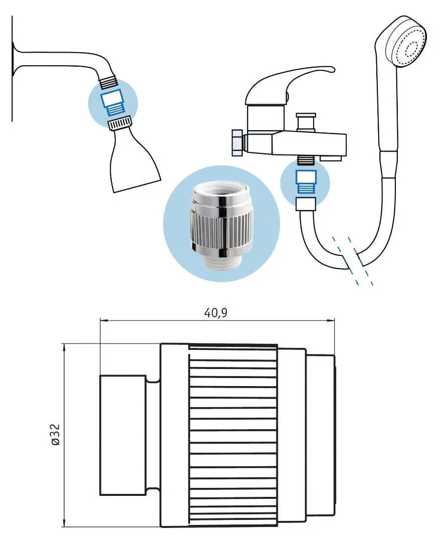 1/2 Inch Adjustable Shower Flow Restrictor Water Reduction Shower Flow Restrictors