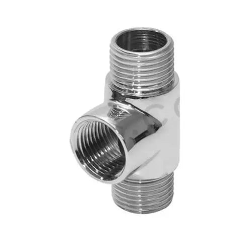 1/2 Inch MxFxM Tee Threaded Pipe Tube Radiator Connection Chrome Fittings - 