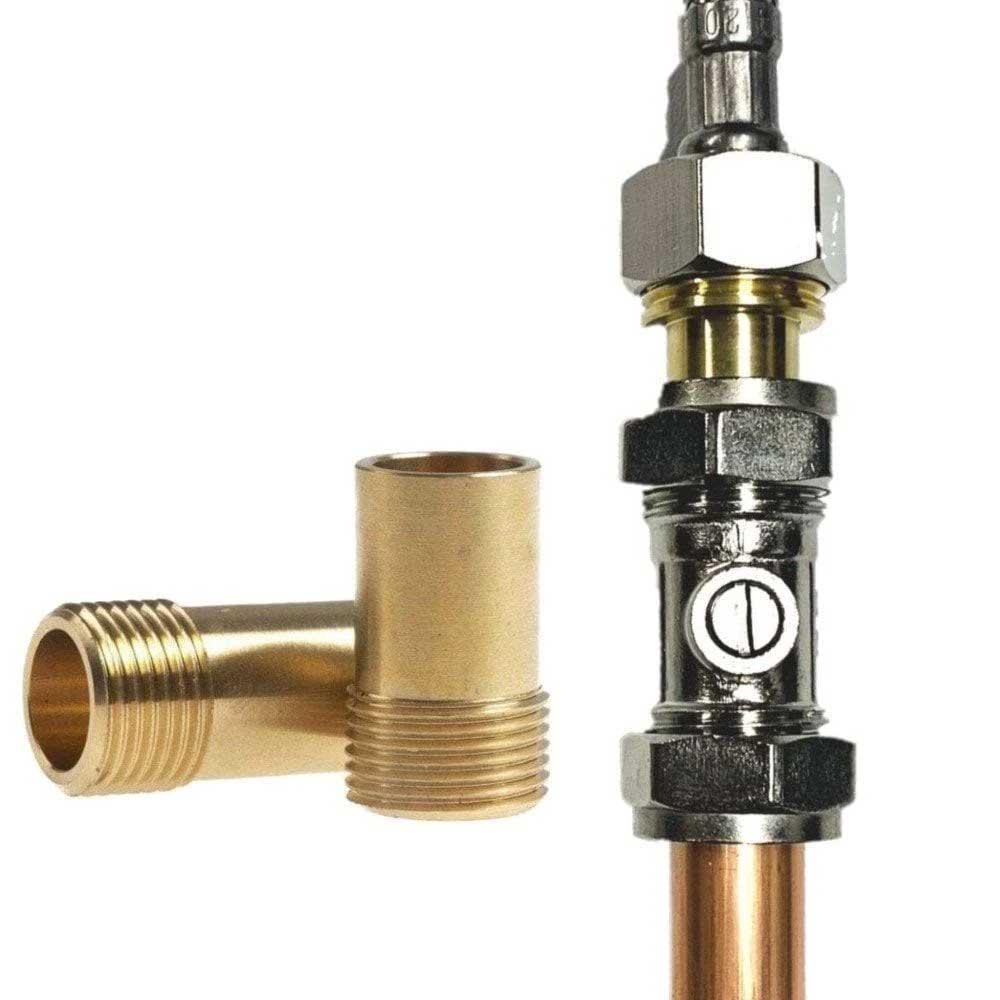 2 x Monobloc Flexible Tap Tails Connectors Adaptors 1/2" x 15mm Pipe installation view