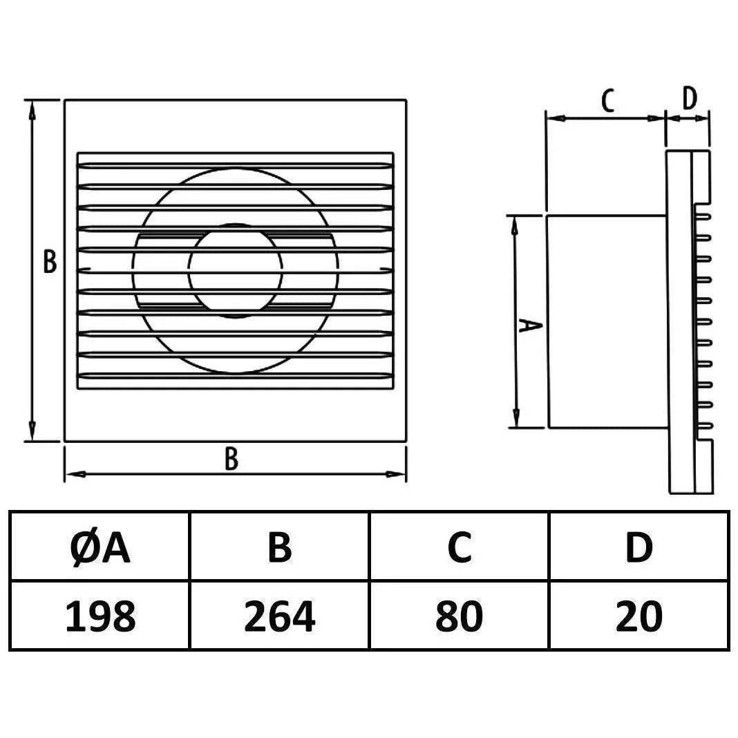 200mm Bathroom Extractor Fan Ventilation Two Motor Speeds Bathroom Extractor Fans