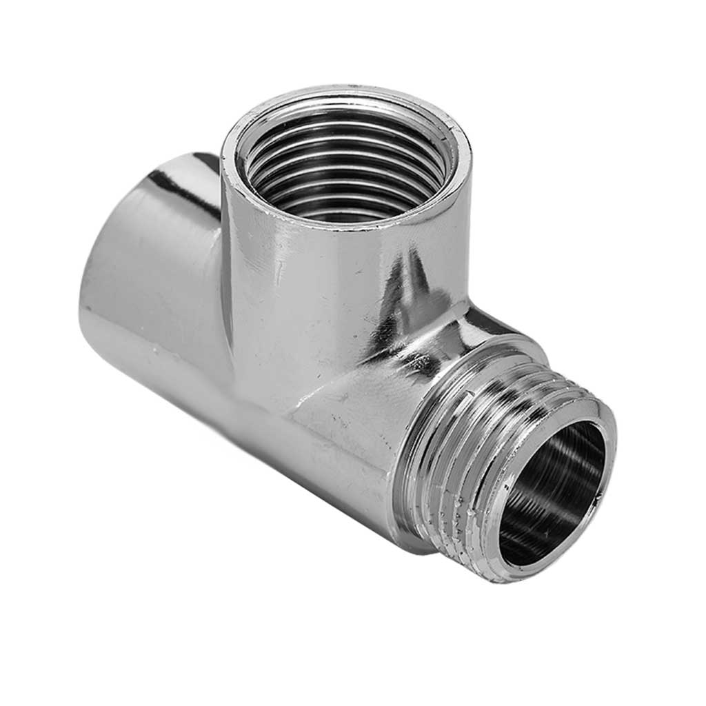 1/2 Inch FxFxM Threaded Radiator Pipe Tee Chrome Fittings - Threaded Tees