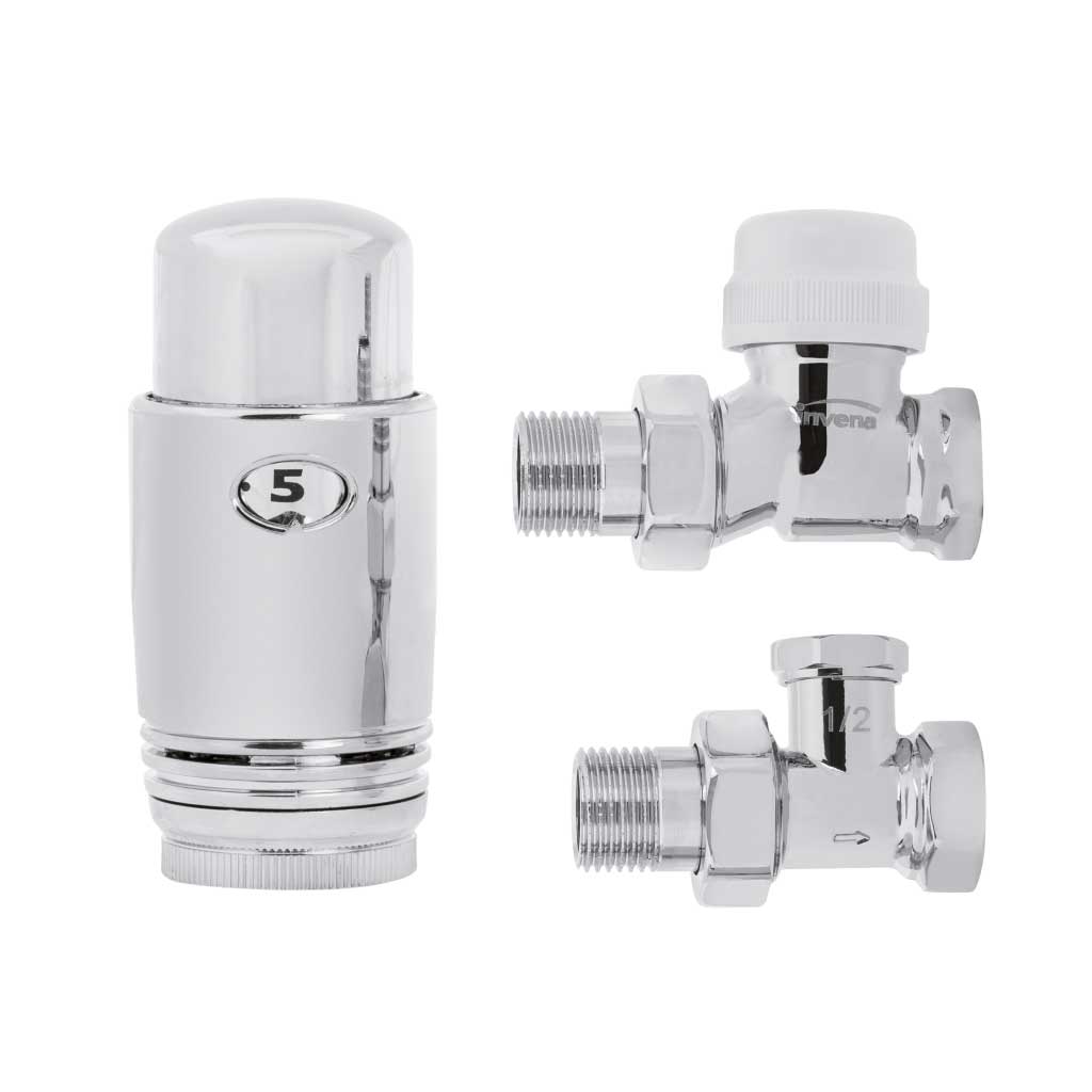 Chrome Thermostatic Radiator Valves 1/2 BSP Straight Radiator Valves