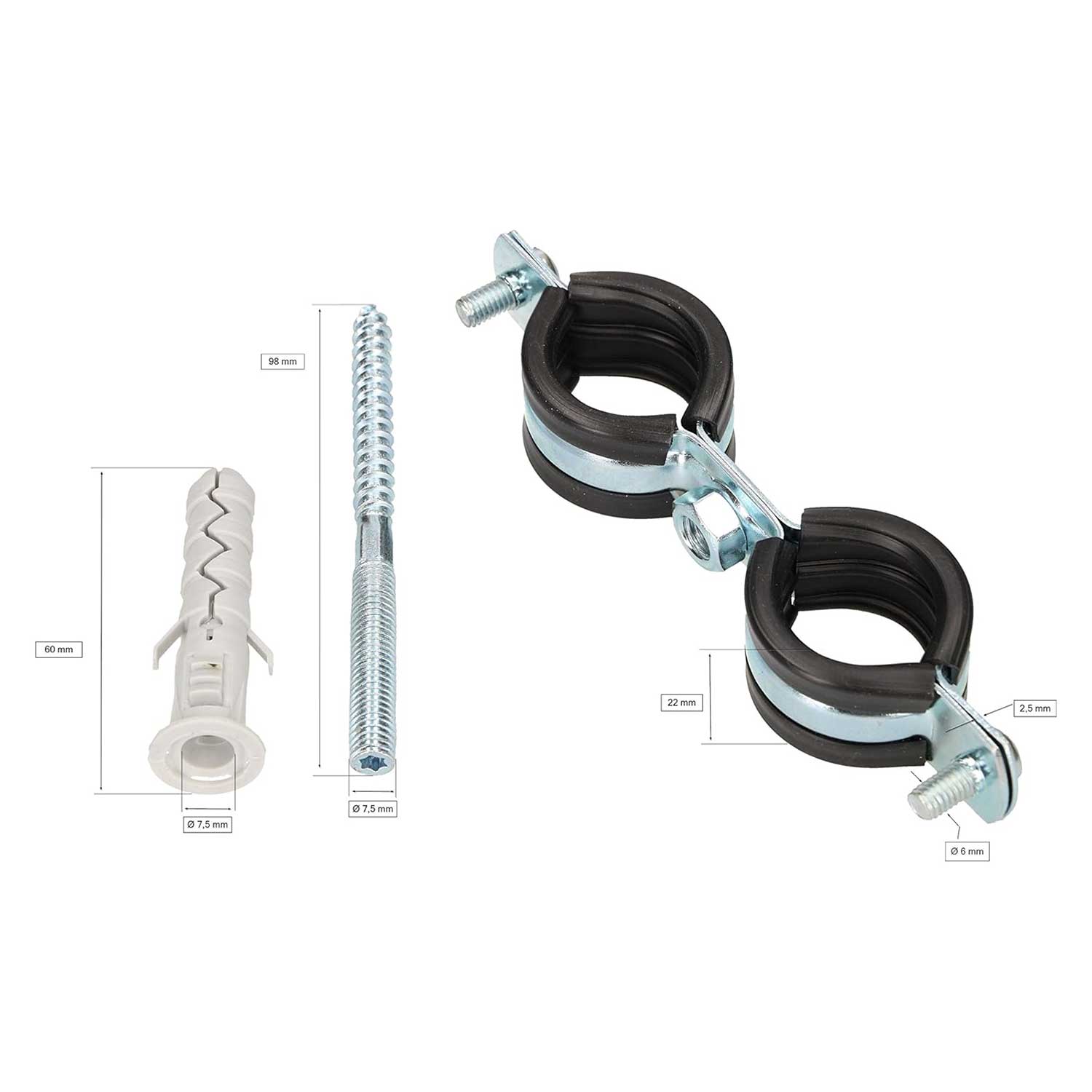 double pipe clamps sizes chart, 267a, 267b, 267c, 267d