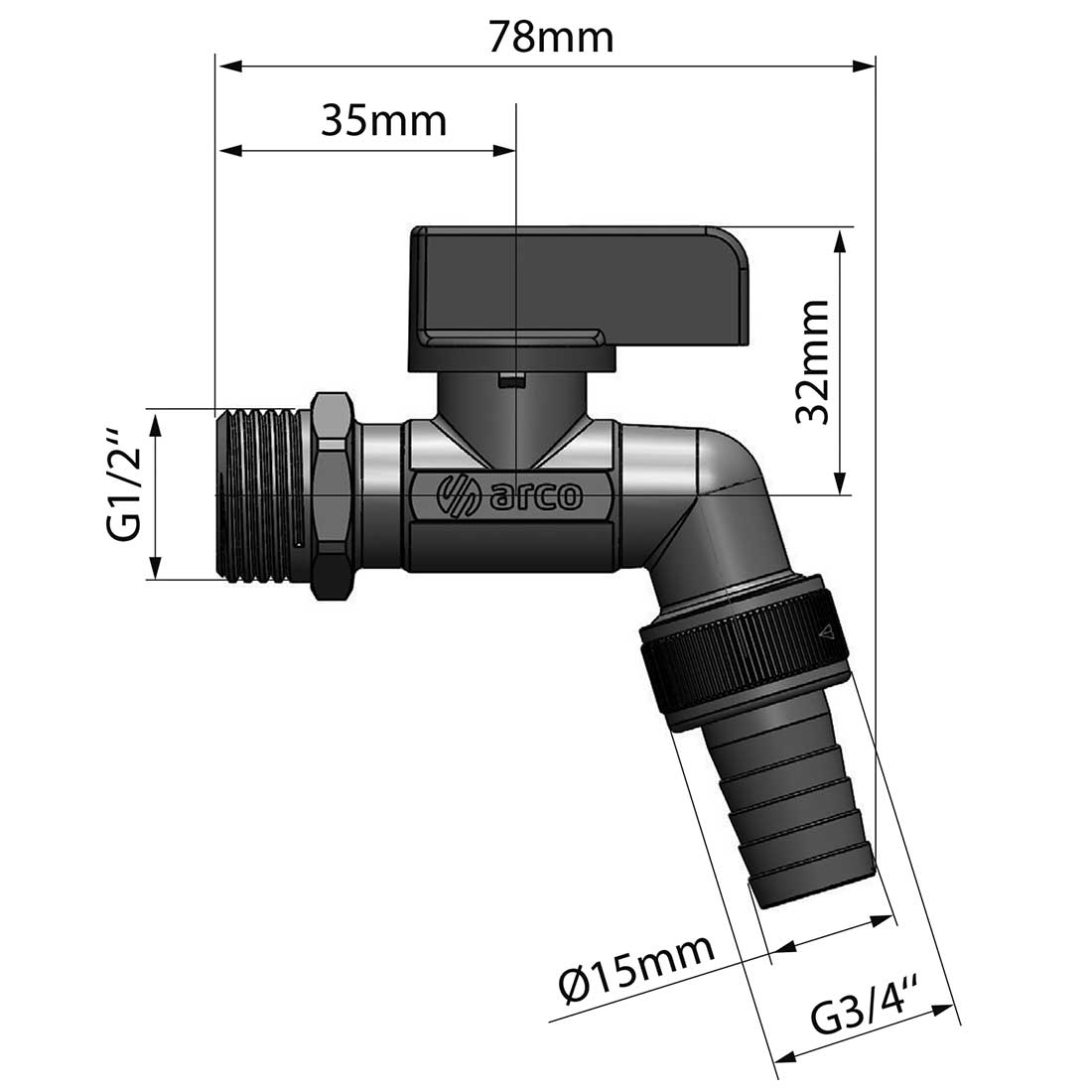 1/2 Inch Anti-Lime Garden Outdoor Tap Valve High Quality