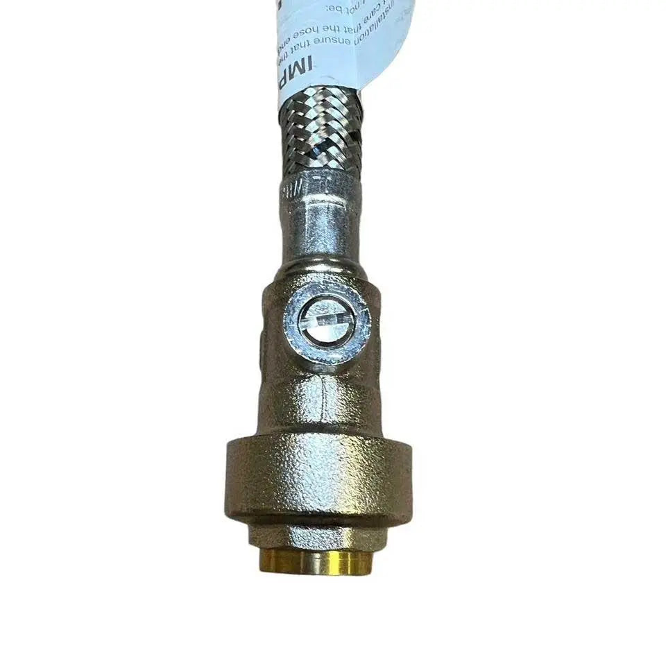 15mm x 1/2" x 300mm Flexible Tap Connector Push-Fit with Isolation Valve - Flexible Connectors For Taps