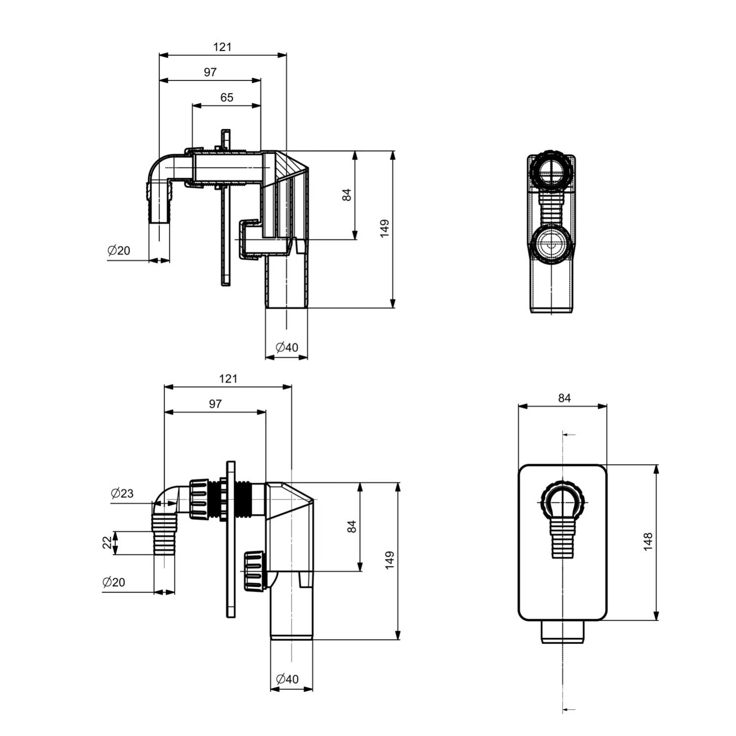 Concealed Washing Machine Waste Pipe Drain One Way Valve Dishwasher and Washing Machine Accessories, 306a, 306b