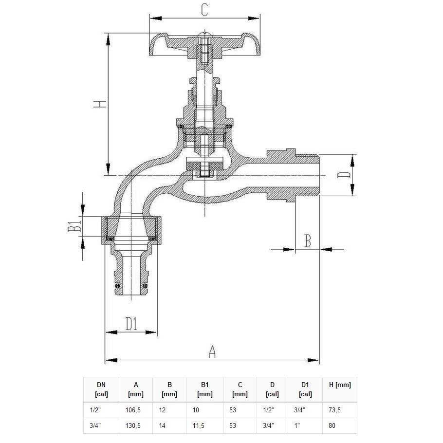 Cast Iron Retro Garden Tap 1/2 3/4 Inlet Valve fits Hozelock size chart