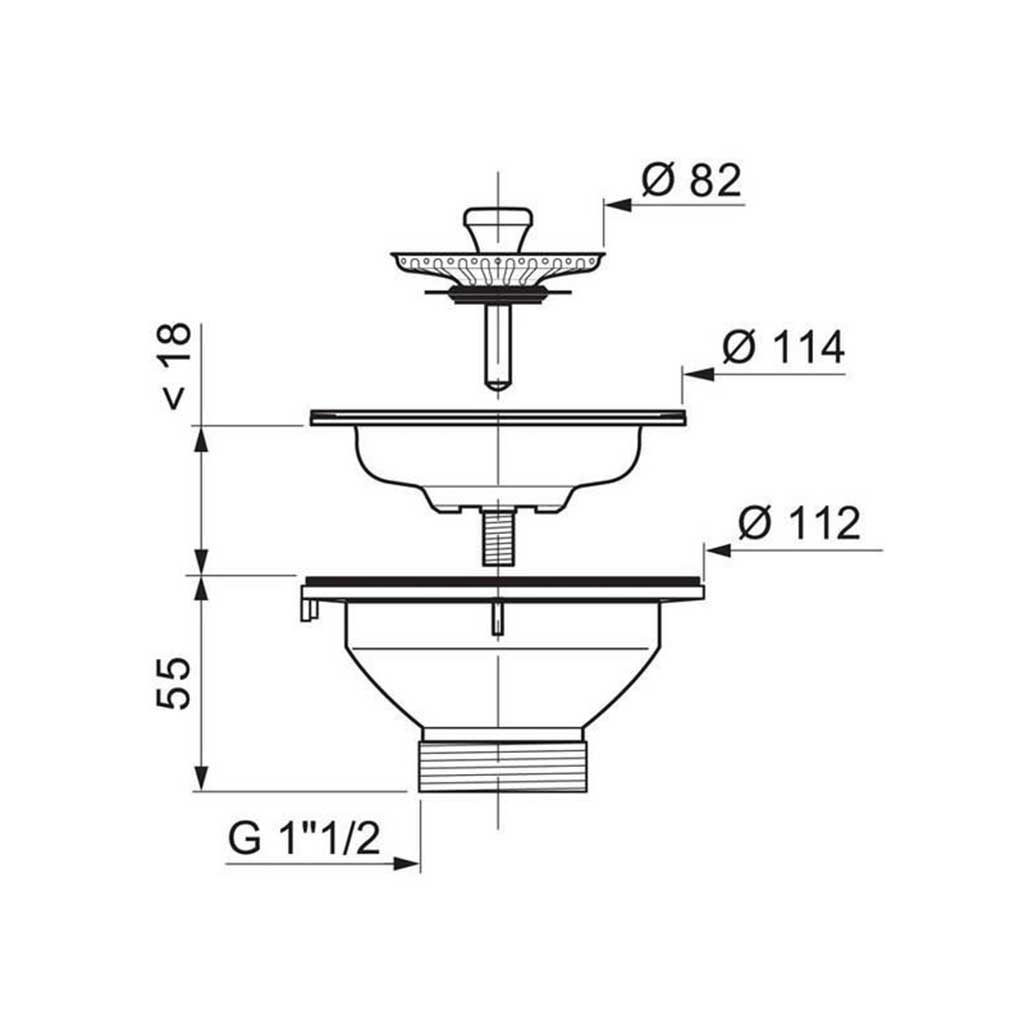 1 1/4 Inch 90mm Kitchen Drain Sink Waste Strainer Basket - Kitchen Sink Plugs