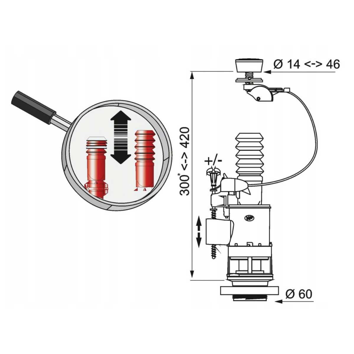 Wirquin Jollyflush Dual Toilet Flush Valve For 60mm Hole - Toilet Spares