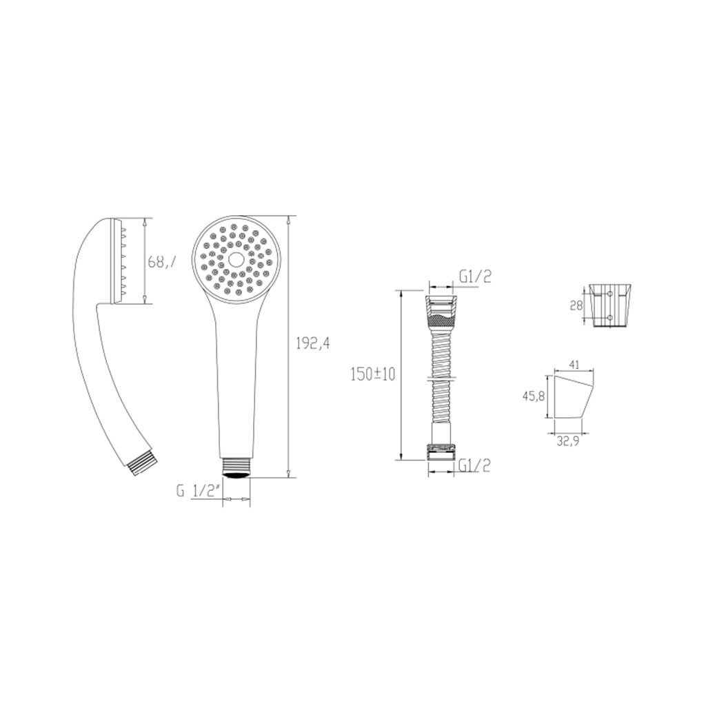 Hose Set Replacement Shower Head 150cm Hose Wall Mount - Shower Heads