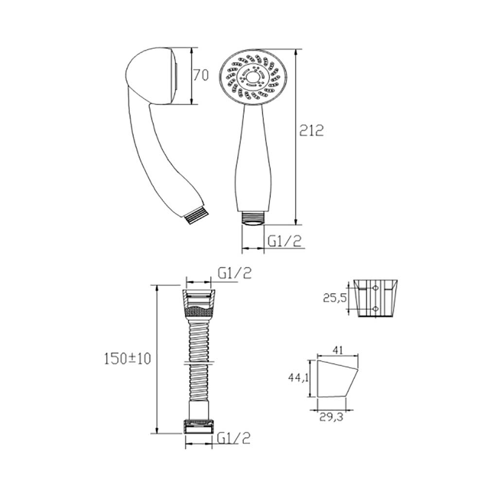 Chrome 3 Mode Handheld Shower Head Set With Hose And Wall Holder