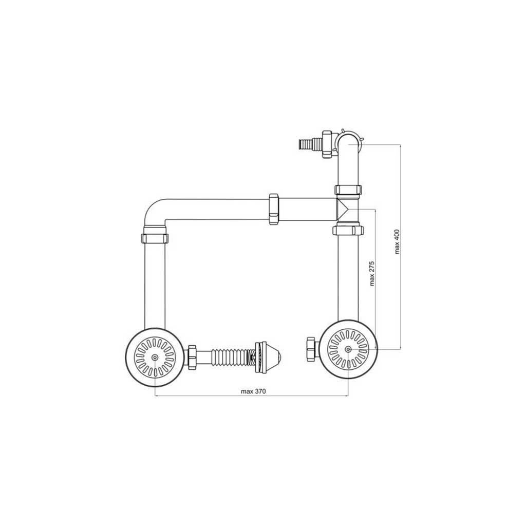 115mm Stainless Steel Double Kitchen Sink Waste Trap U Kit - Kitchen Sink Waste Traps