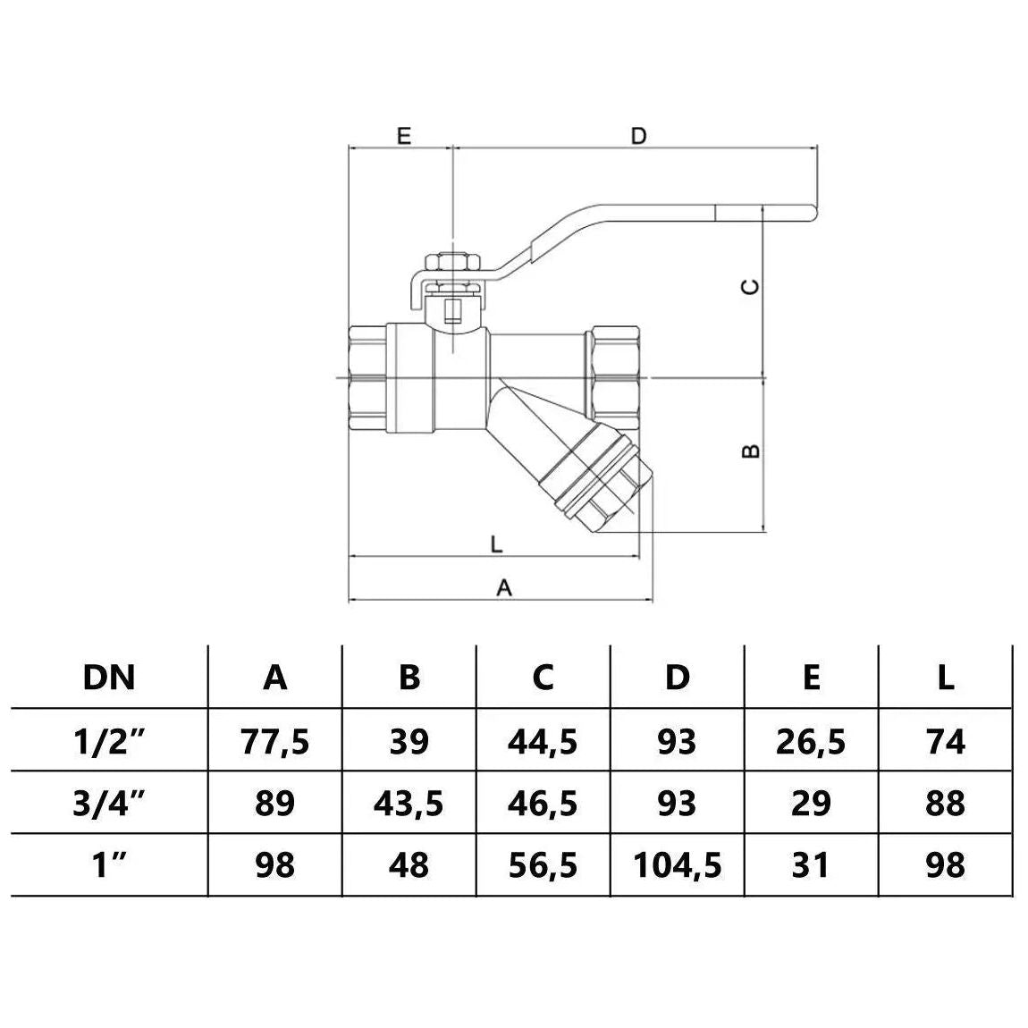 Water Quarter Turn Ball Valve Y Strainer Female 1/2 3/4 1 Ball Valves, 975a, 975b, 975c