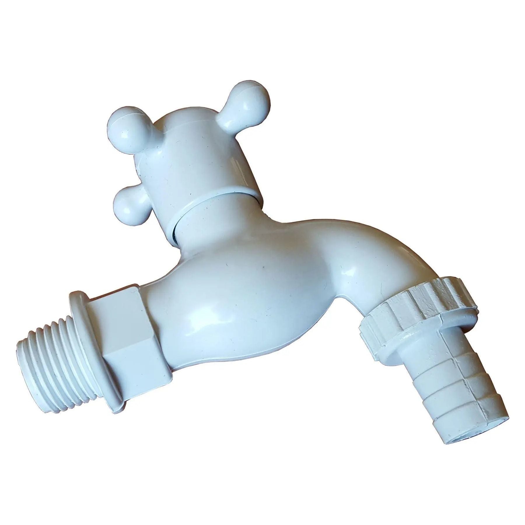 White Plastic Outdoor Garden Watering Tap Valve 1/2 3/4 Inch