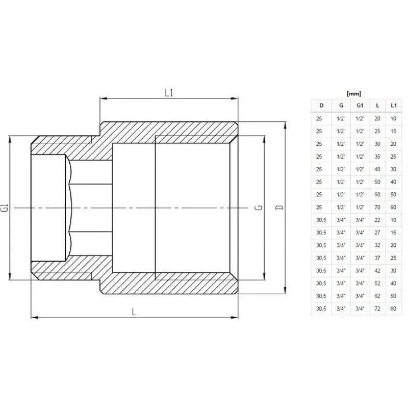 3/4 Tap Pipe Thread Extension Female x Male Chrome Brass Thread Extensions, 349a, 349b, 349c, 349d, 349e, 349f, 349g