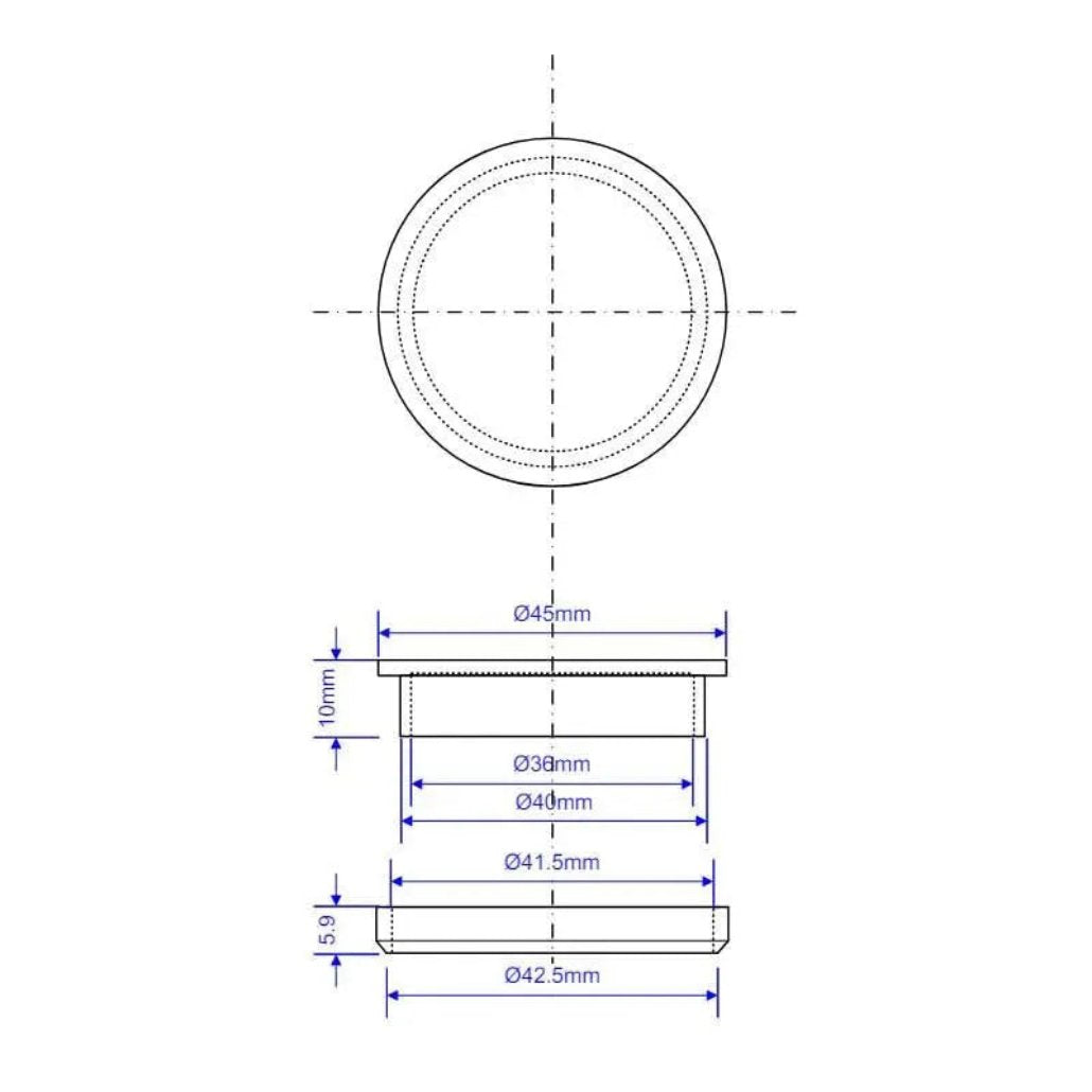 40K-CB - McAlpine - Chromed Plastic Blanking Cap - 40mm - Blanking Plugs and Caps