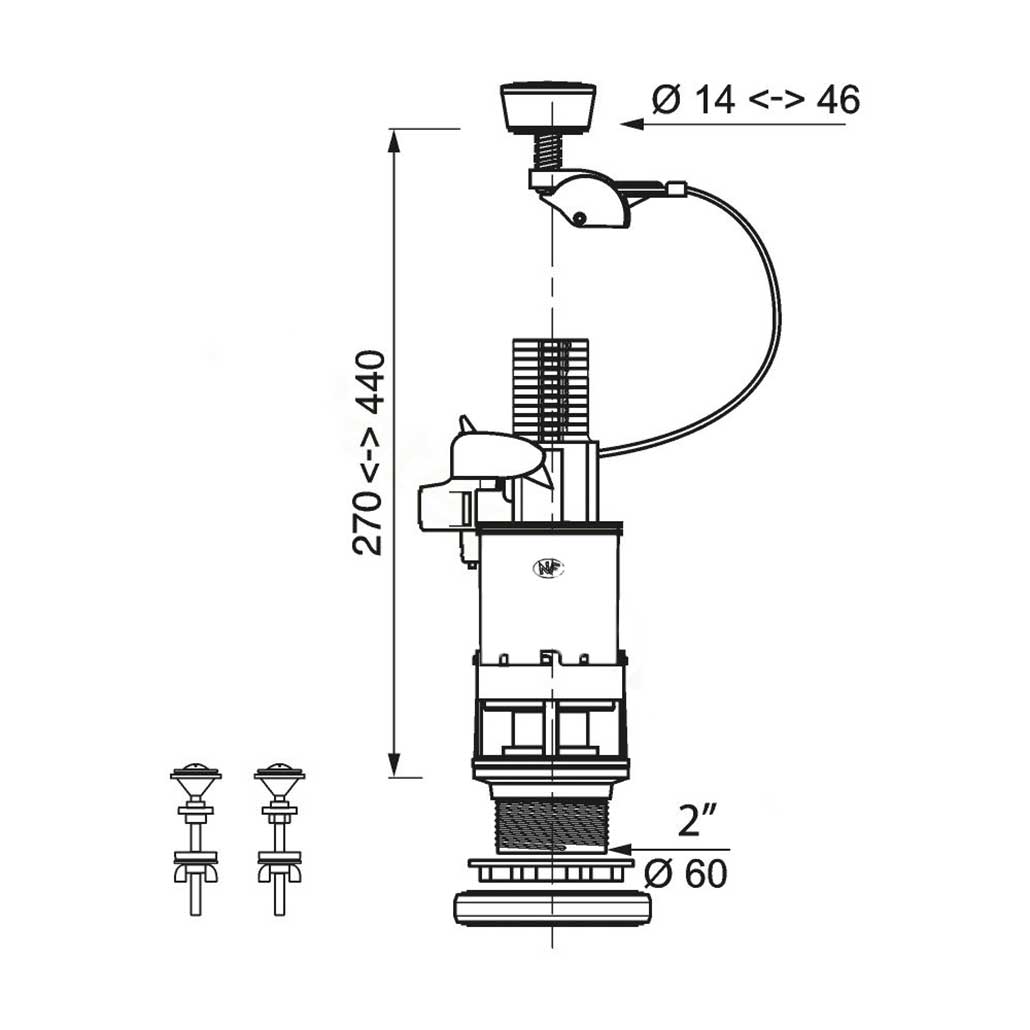 Wirquin Jollyflush Replacement Single Toilet Flush Valve - Toilet Spares