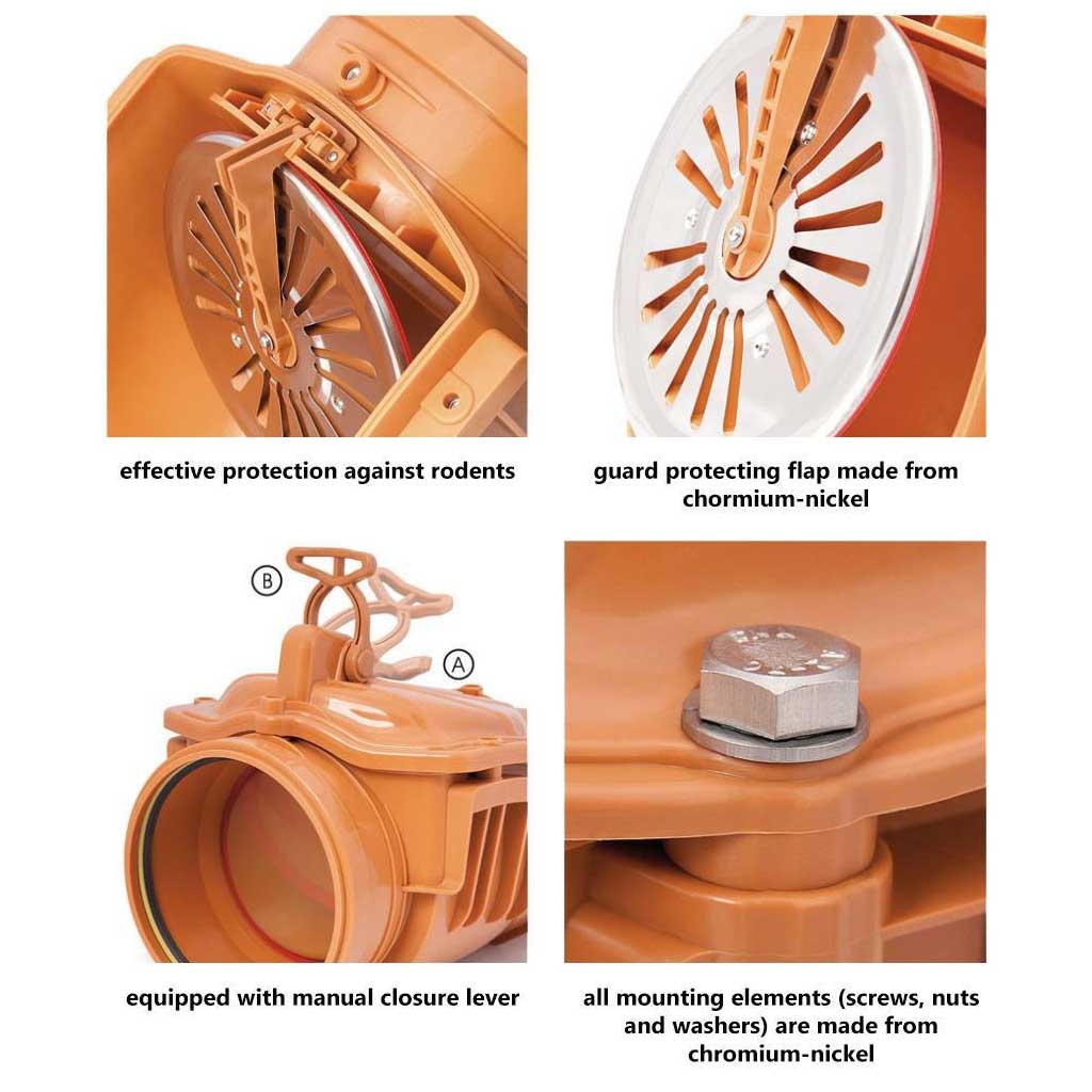 Soil Waste Pipe Check Non-Return Anti-Flood Valve Horizontal Drain Non Return Valves, 450a, 450b, 450c, 450d