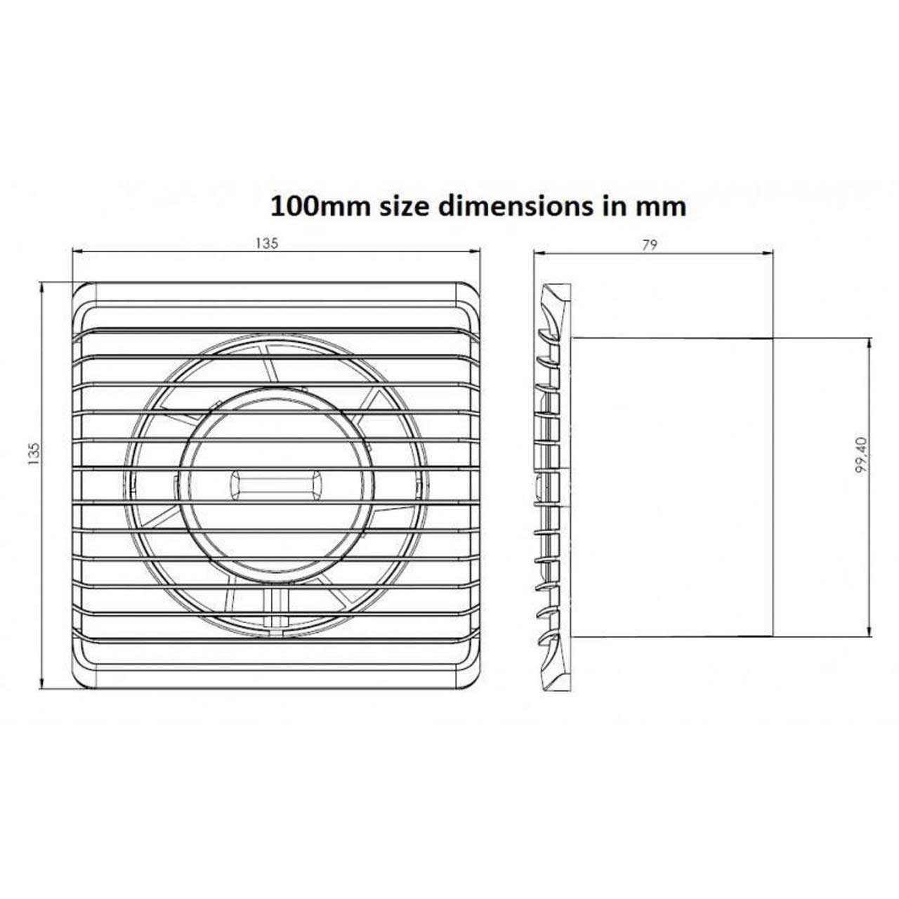 Low Energy Silent Budget Bathroom Extractor Fan 100/125mm Bathroom Extractor Fans, 495a, 594b, 495c, 495d