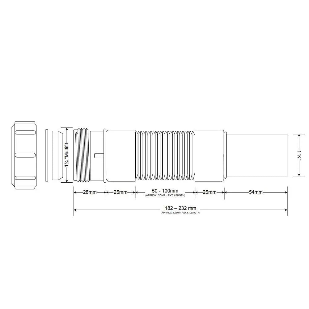 FLEXCON5 McAlpine 1 1/4" Flexible Waste Connector Fitting Spigot End Waste Pipe & Fittings