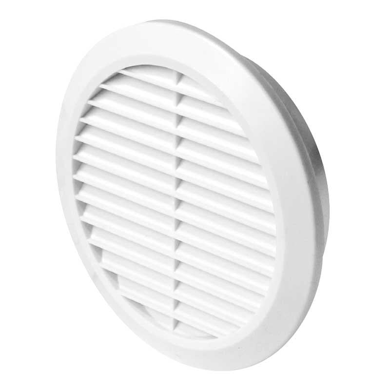 White Round Air Louvre Vent Grille 80mm T42 side view