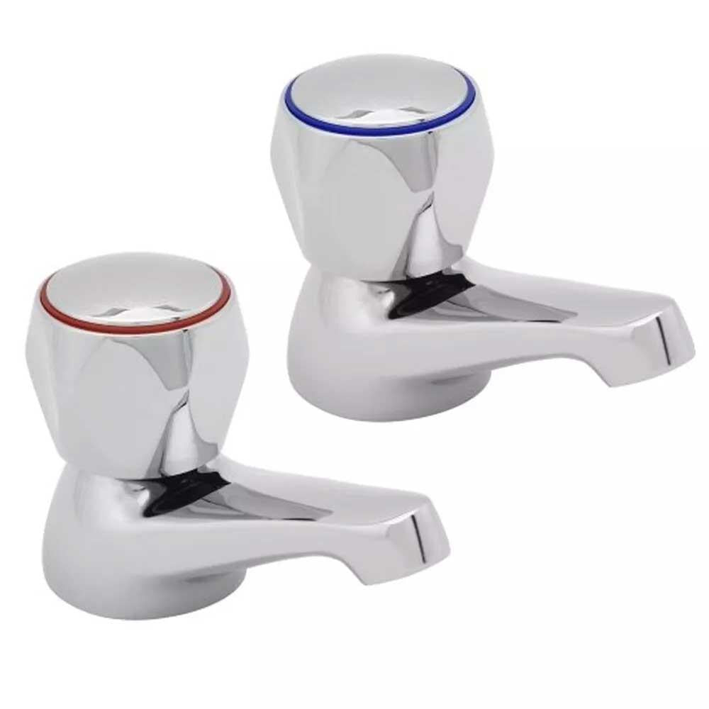 Pair Of Traditional Basin Contract Taps Chrome WRAS Approved - plumbing4home
