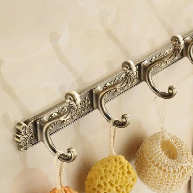 5 Hooks Dressing-Gown Towel Hook Door Hangers Antique Brass Towel Hooks