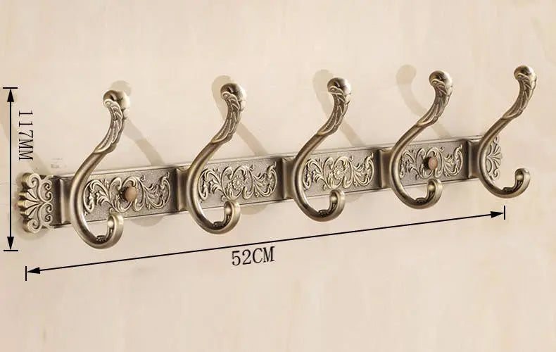 5 Hooks Dressing-Gown Towel Hook Door Hangers Antique Brass Towel Hooks