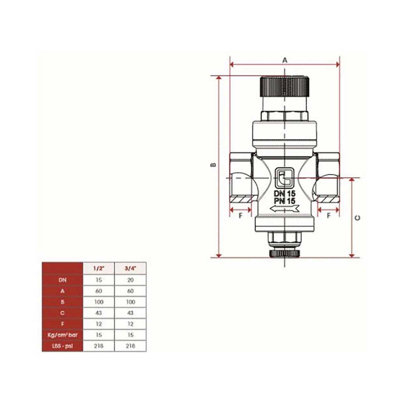 Adjustable Pressure Reducing Valve 1-4 BAR 1/2 3/4 PRV Pressure Reducing Valves, 503a, 503b