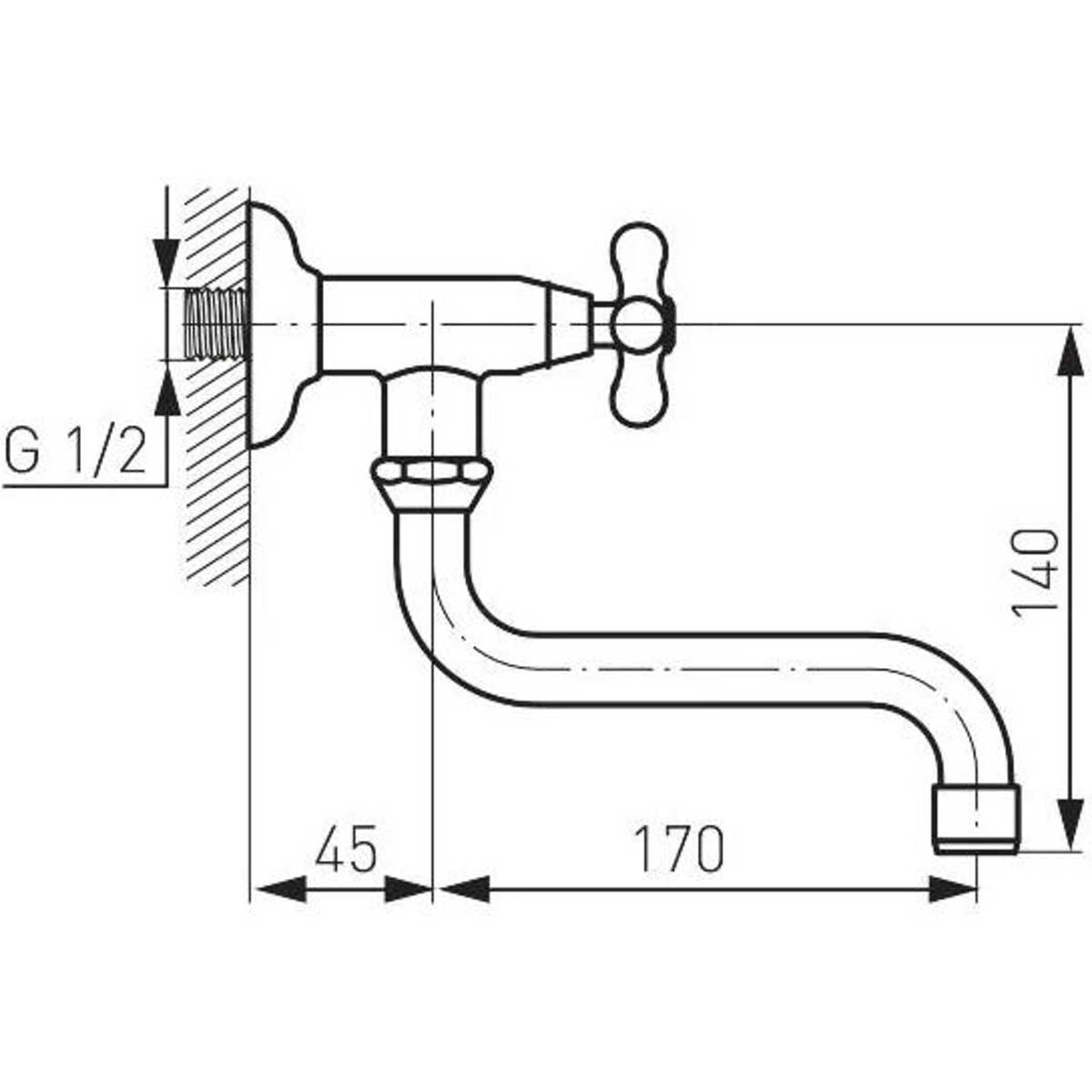 Single Knob Vintage Crosshead Wall Mount Swivel Kitchen Tap - Kitchen Taps