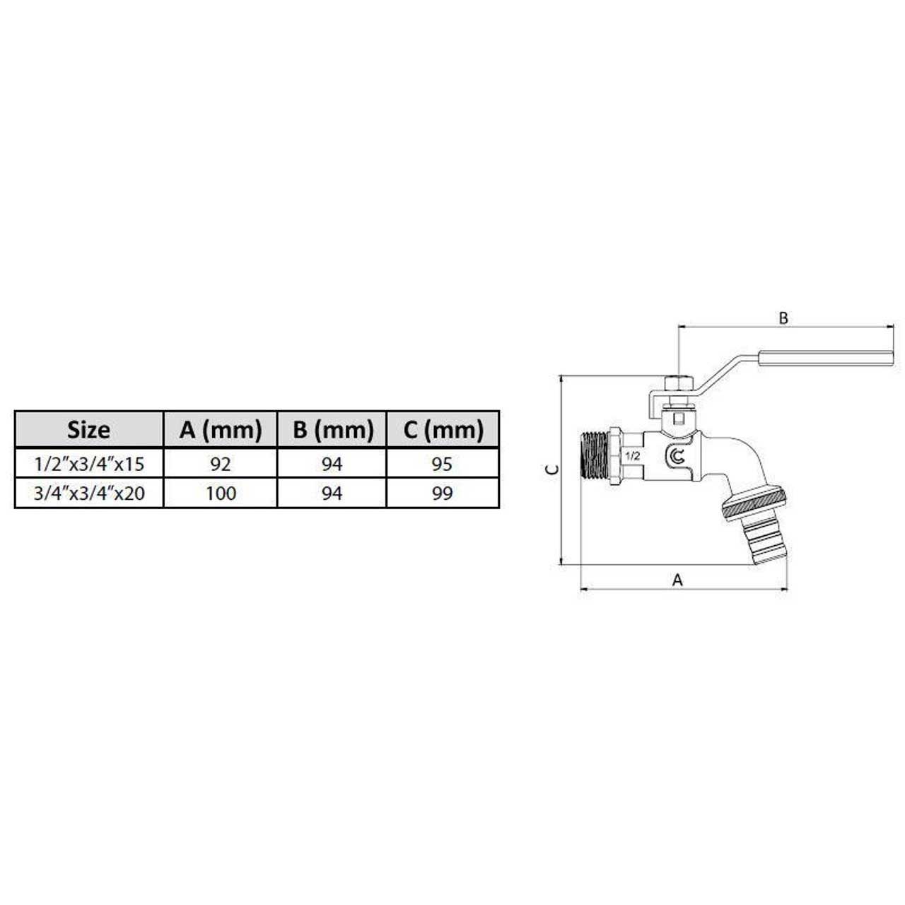 Outdoor Brass Garden Tap 1/2 3/4 BSP Ball Valve Calido Garden Taps / Valves, 661a, 661b