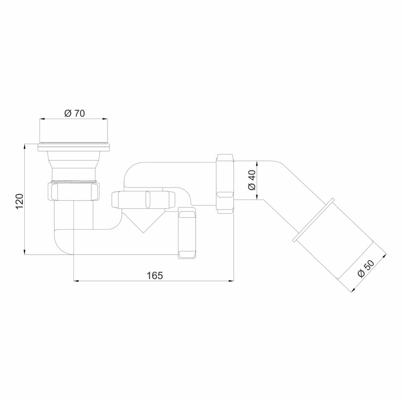 70mm Bath Waste Trap Shower Tray Drain Waste P-Trap Strainer - Shower Drain