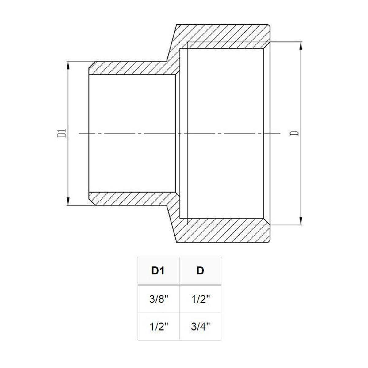 Round Pipe Thread Reducer Fitting Chrome 1/2x3/8 3/4x1/2 Thread Reducers and Adaptors, 741a, 741b