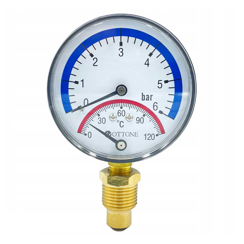 Thermo Pressure Gauge 1/2 Bottom Entry Thermomanometer 80mm Pressure Gauges