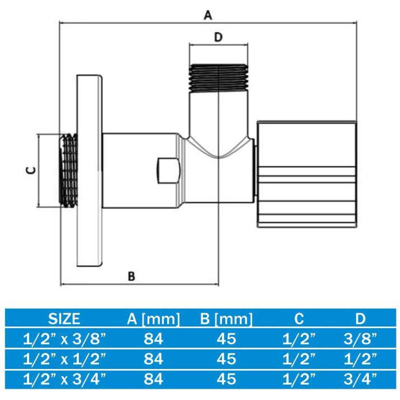 Chrome Water Isolating Valve Basin Toilet Washing Machine Isolating Valves, 932a, 932b, 932c