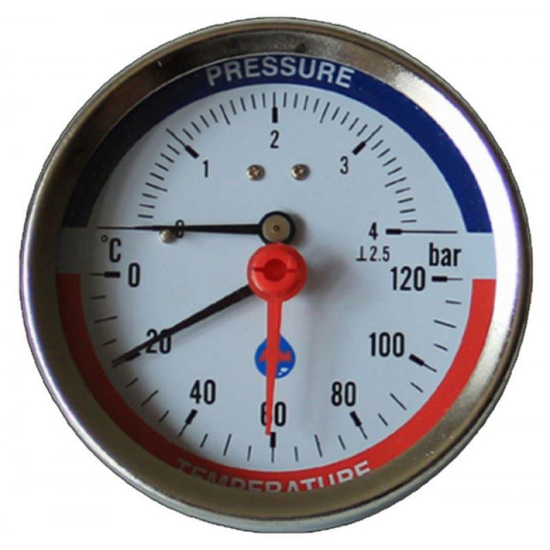 Back Entry Temperature Pressure Gauge Thermomanometer 1/2