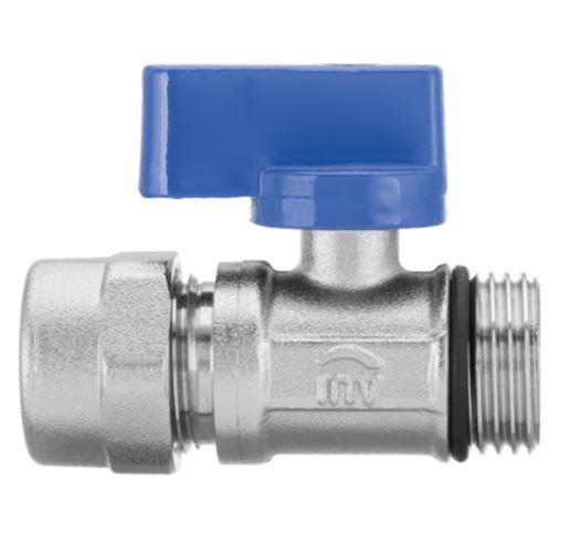 Blue/Red PEX 16mm x 1/2 Male Shut-Off Valve Compression Pipe - plumbing4home