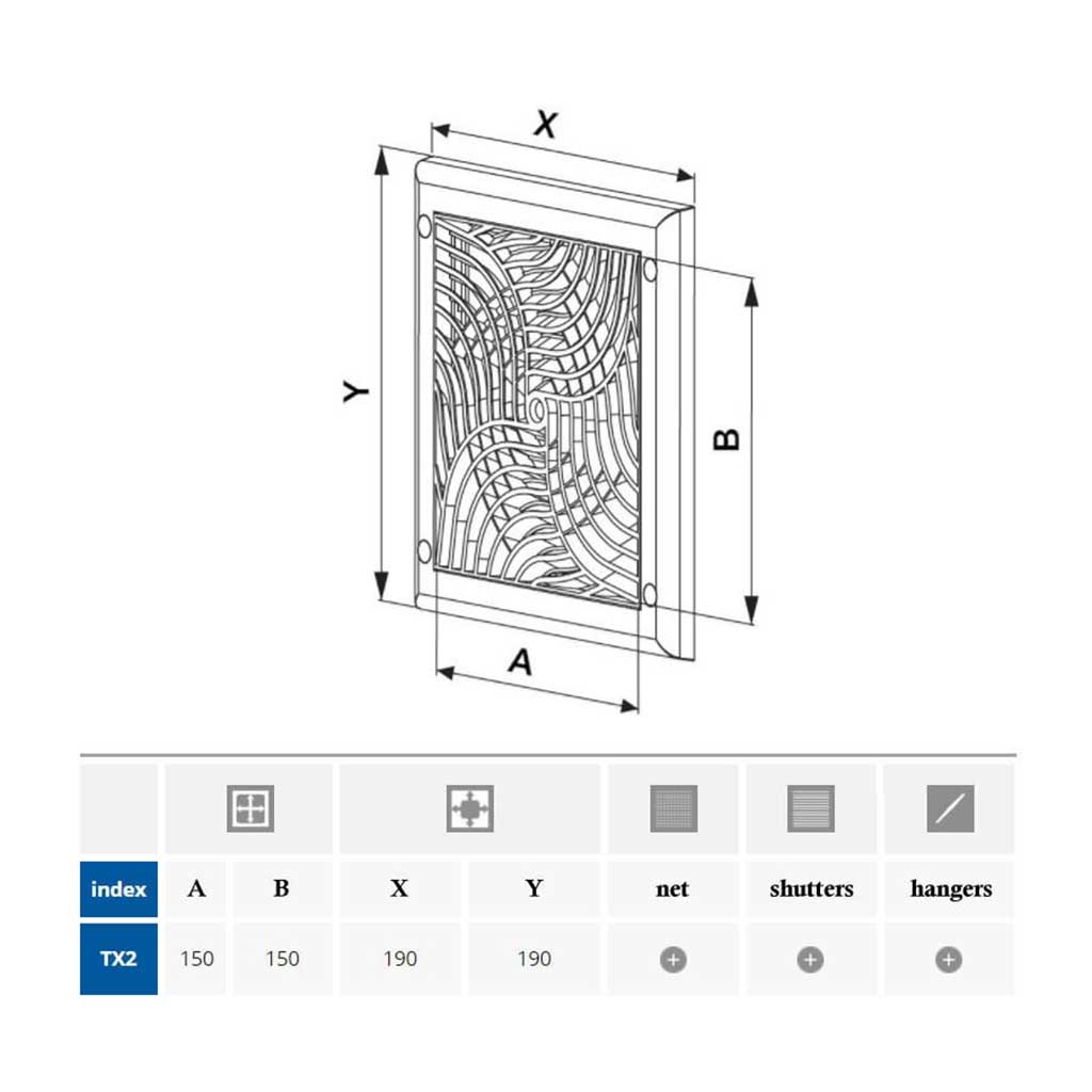 150x150mm Wall Ventilation Grille Cover With Net and Shutter Vent Air Covers