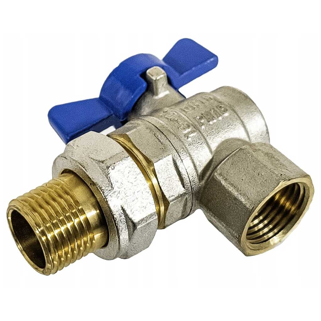 90deg Angled Shut-Off Ball Valve Butterfly Handle 1/2 3/4 1 Ball Valves, 974a, 974b, 974c