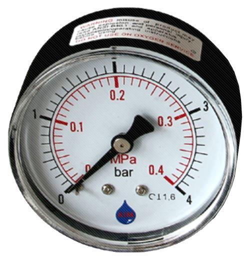 Water Pressure Gauge Manometer 1/4 Rear/Back Entry 63mm Dial