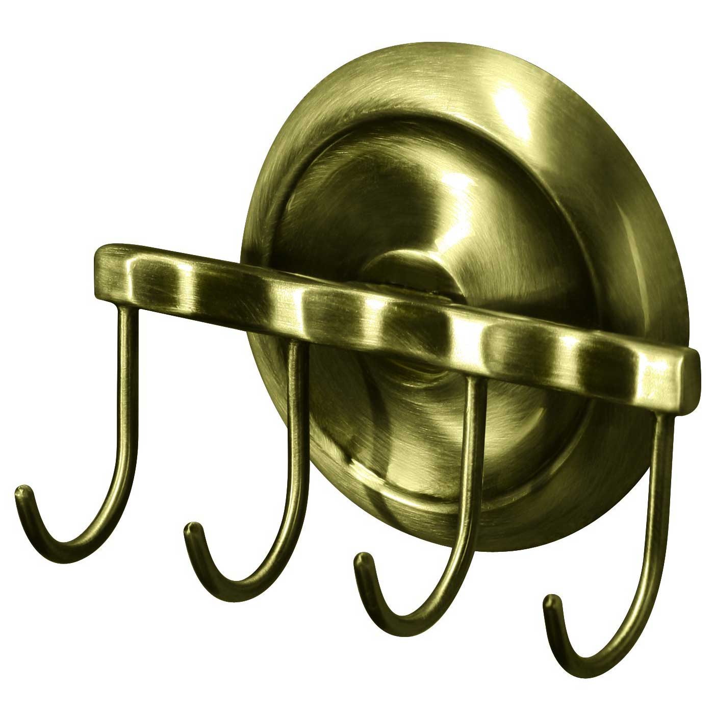 Dressing-Gown Towel Hook 4 Hooks Antique Brass Wall Mounted Towel Hooks