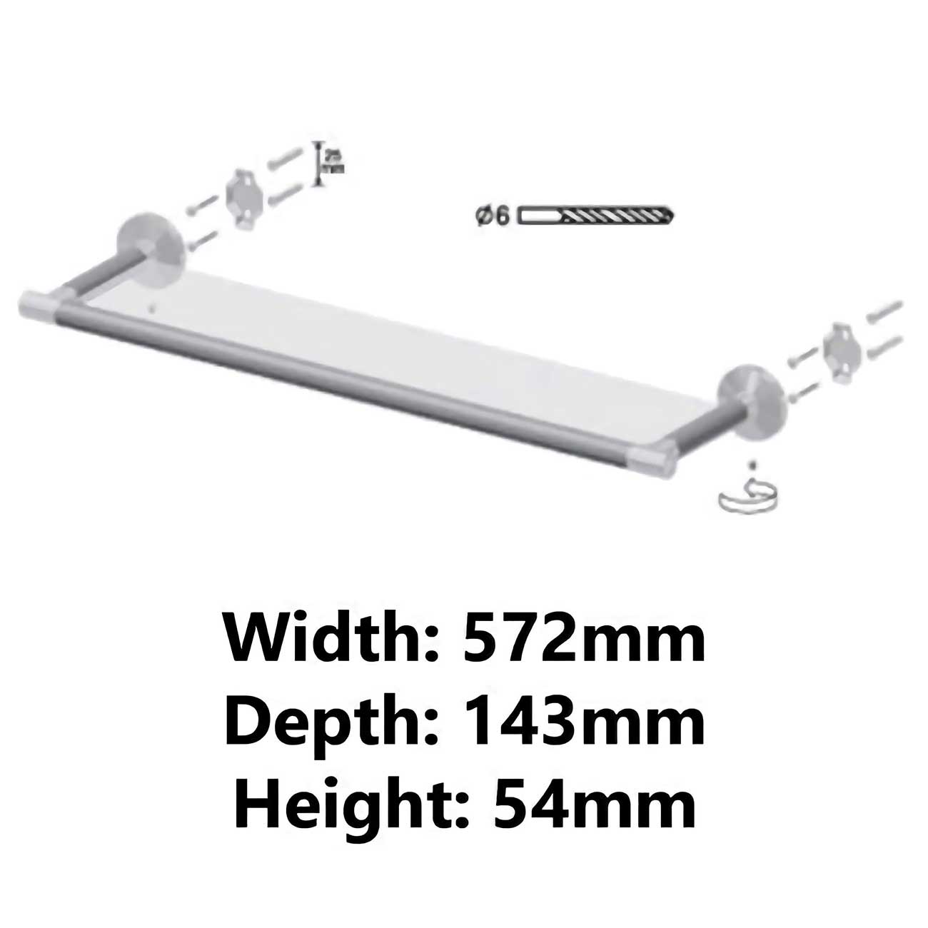 Solid Wood Bathroom Mirror Shelf Tempered Glass Bathroom Shelves