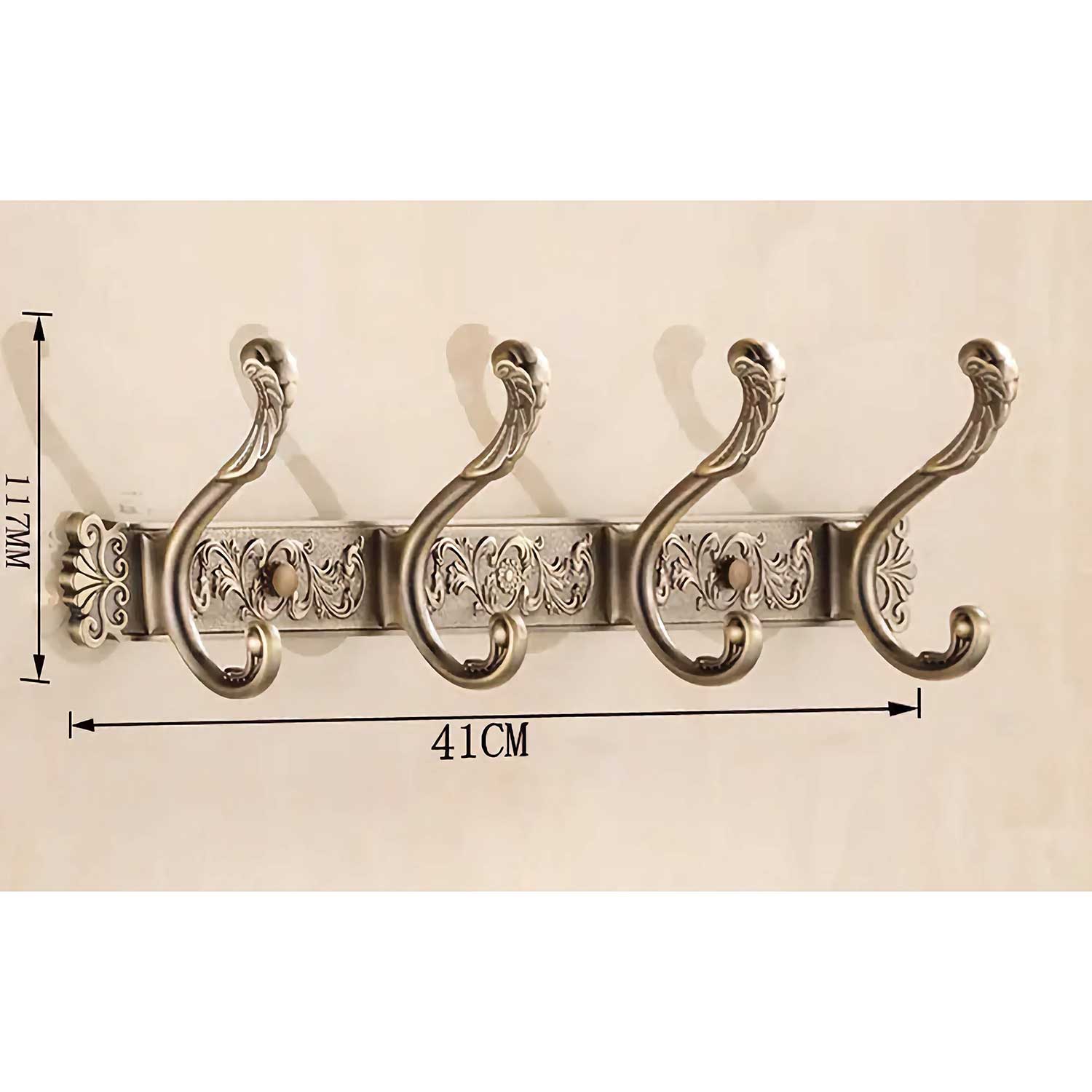 Bathroom 4 Hooks Dressing-Gown Towel Door Wall Mounted Hangers Antique Brass
