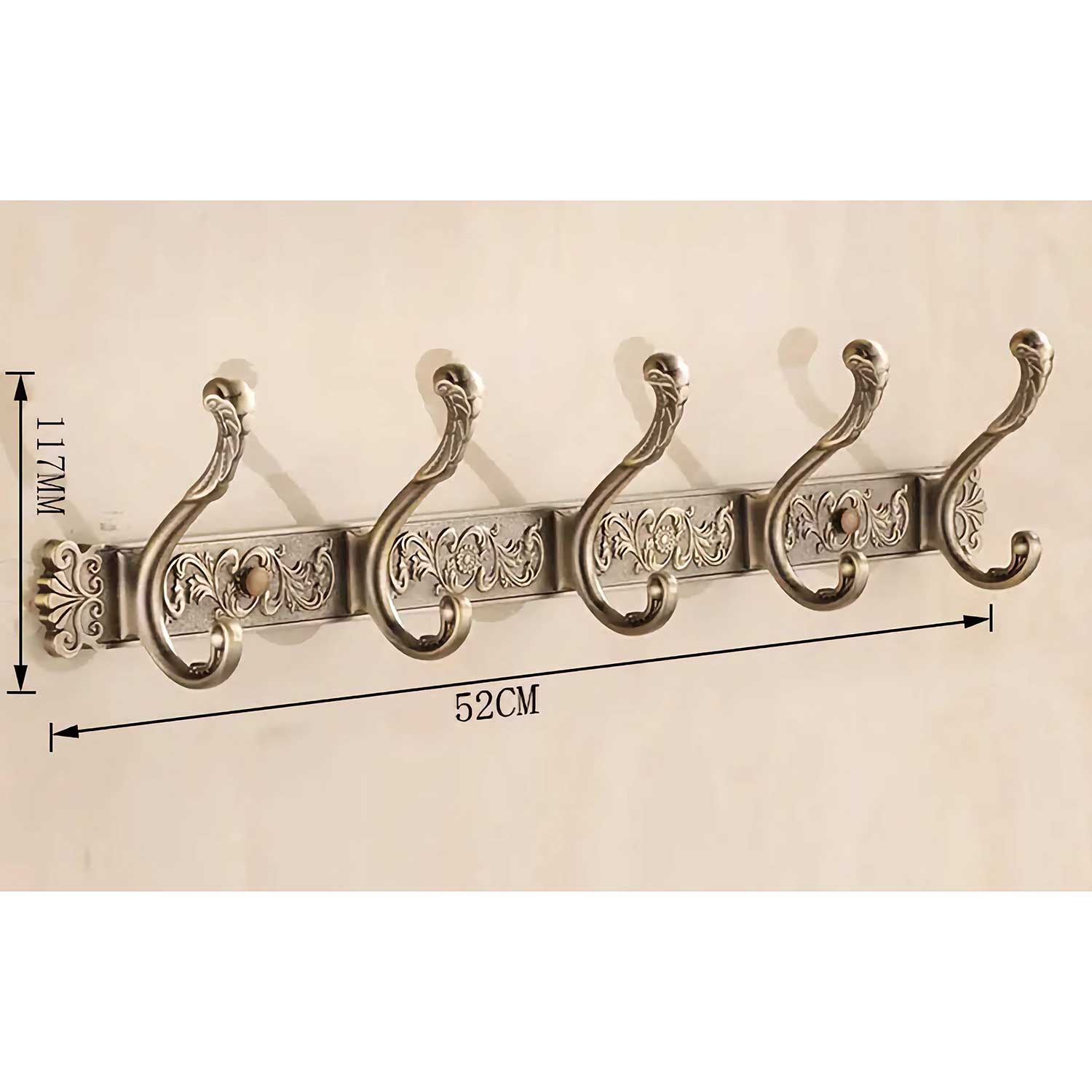 5 Hooks Dressing-Gown Towel Hook Door Hangers Antique Brass Towel Hooks