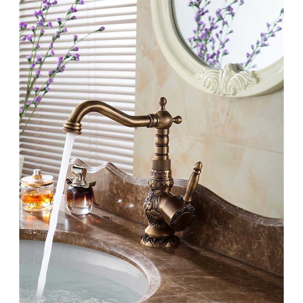 Kitchen Mixer Tap Deck Mounted Single Handle Antique Brass Kitchen Taps