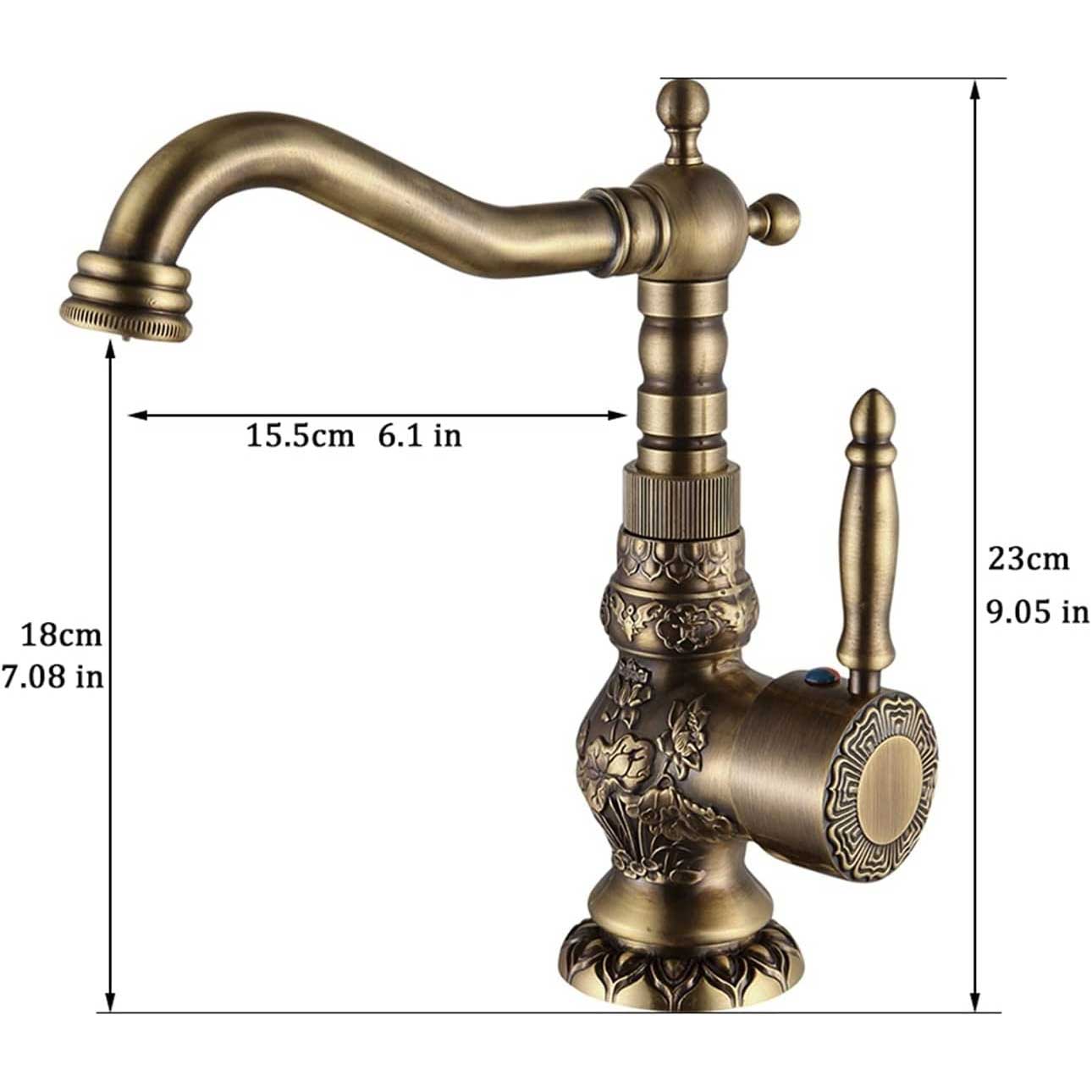 Kitchen Mixer Tap Deck Mounted Single Handle Antique Brass Kitchen Taps