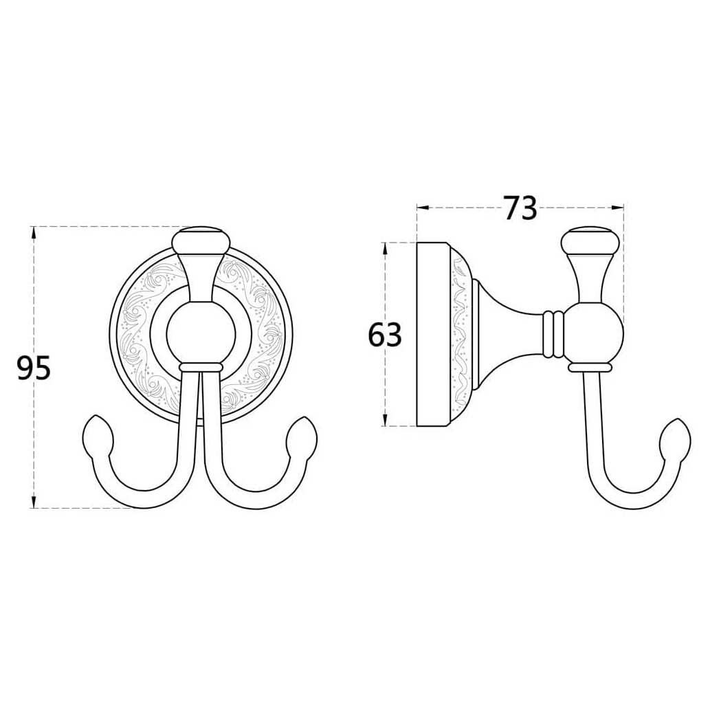 Bathroom Door Double Towel Hooks Coat Hangers Antique Brass Dimensions