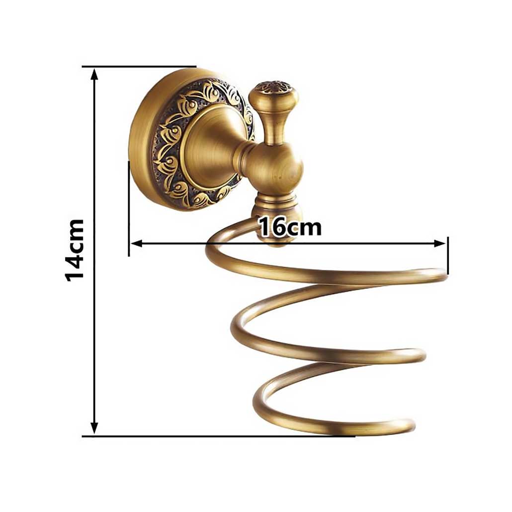 Hairdryer Holder Wall Mounted Hanger Antique Brass Bathroom Shelves
