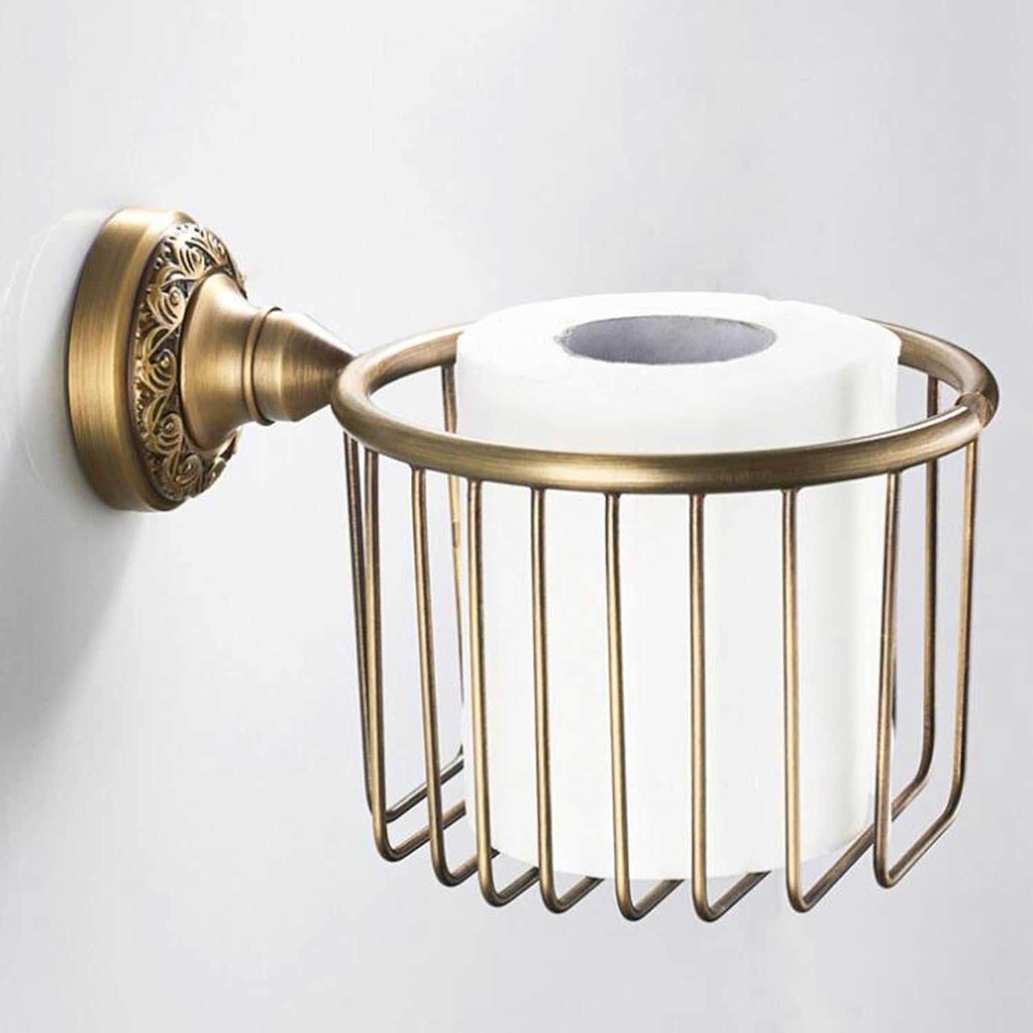 Toilet WC Roll or Shampoo Basket Holder Wall Mounted High Quality Antique Brass